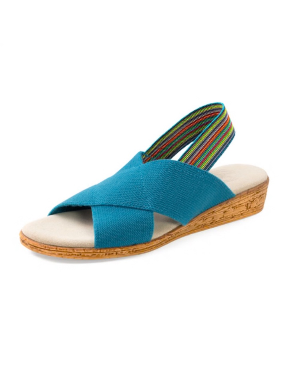 Charleston Shoe Co. NWOT Blue Rainbow Atlantic Slingback Demi Wedge Sandals